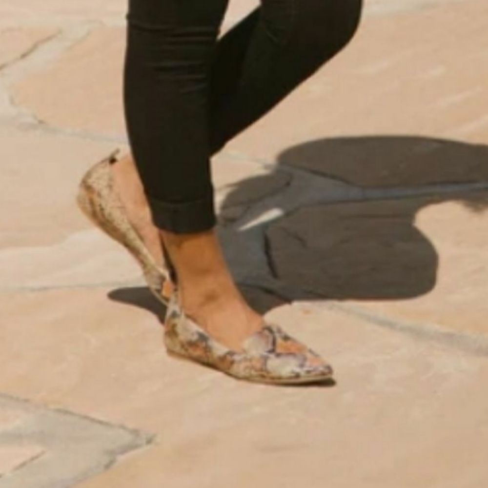 A.NEW DAY SNAKE SKIN POINTED TOE SLIP-ON WOMEN"S FLAT SHOE